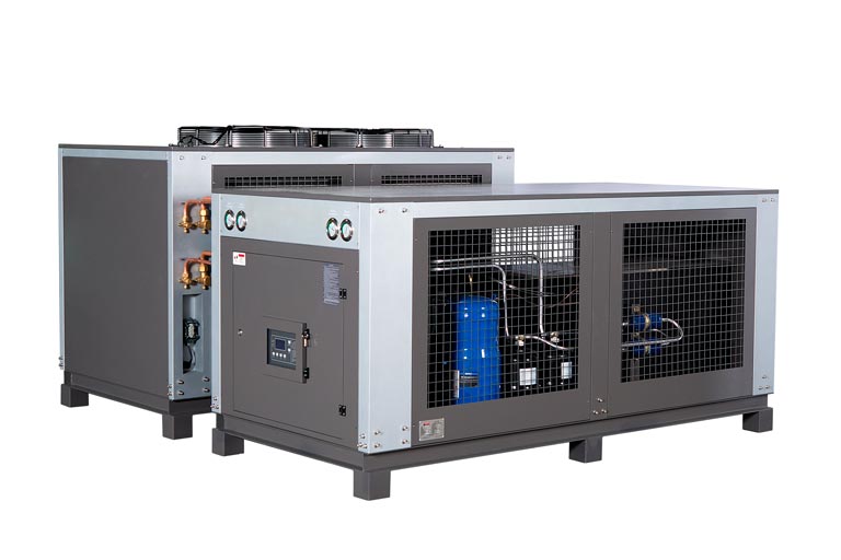 Condenserles chiller with scroll compressors